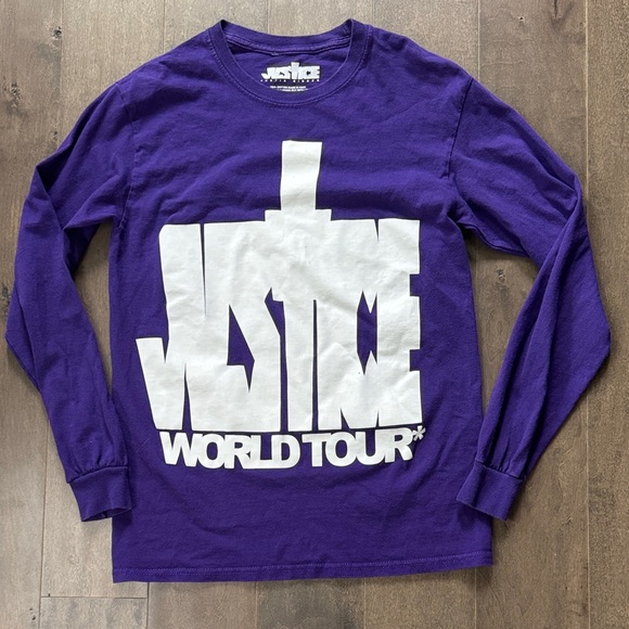 Justin Bieber Justice World Tour Purple Long Sleeve Tee - Picture 1 of 4